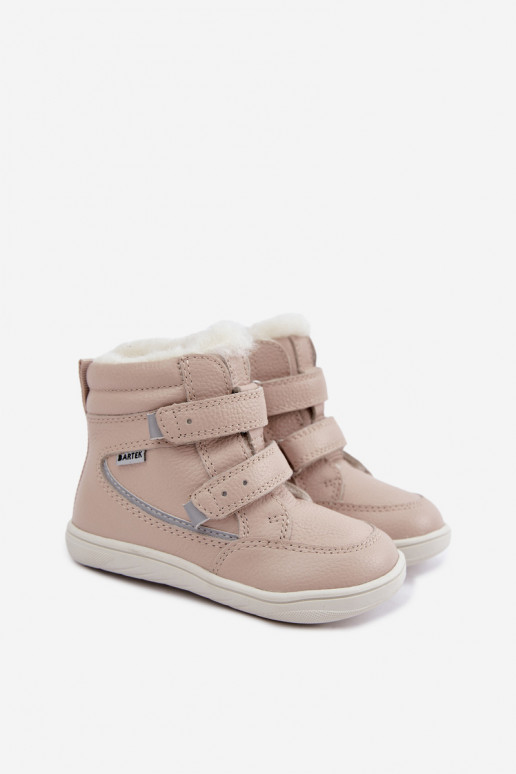 Leren kinder sneeuwlaarzen Barefoot Bartek 8401454 zandkleur