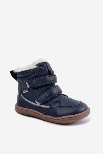 Leren kinder sneeuwlaarzen Barefoot Bartek 8401456 donkerblauw