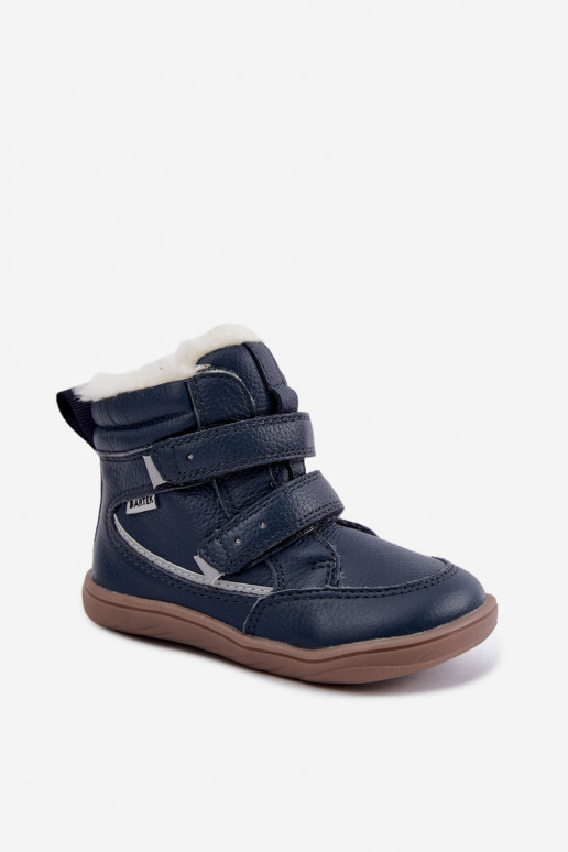 Leren kinder sneeuwlaarzen Barefoot Bartek 8401456 donkerblauw