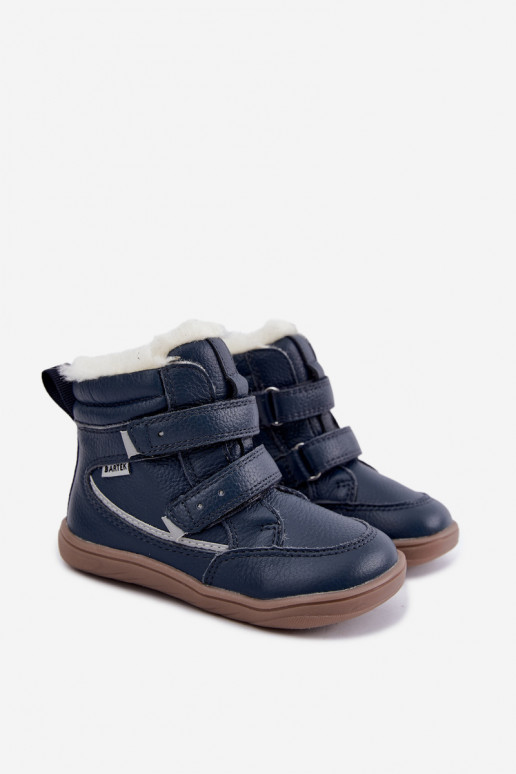 Leren kinder sneeuwlaarzen Barefoot Bartek 8401456 donkerblauw