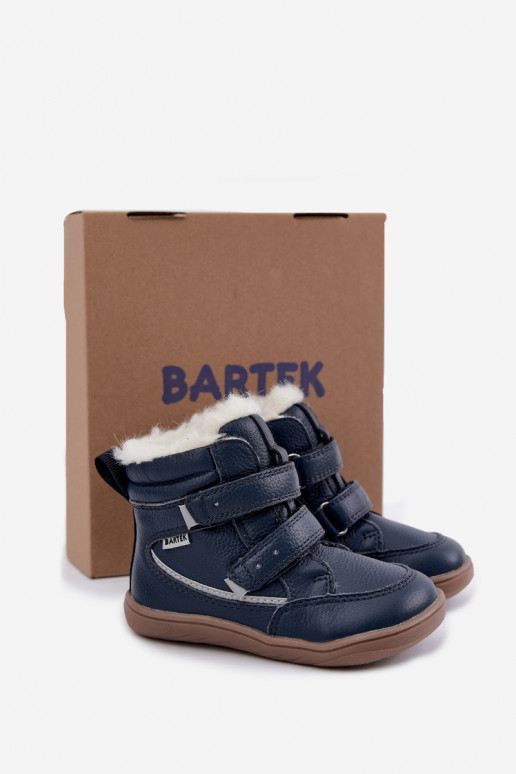 Leren kinder sneeuwlaarzen Barefoot Bartek 8401456 donkerblauw