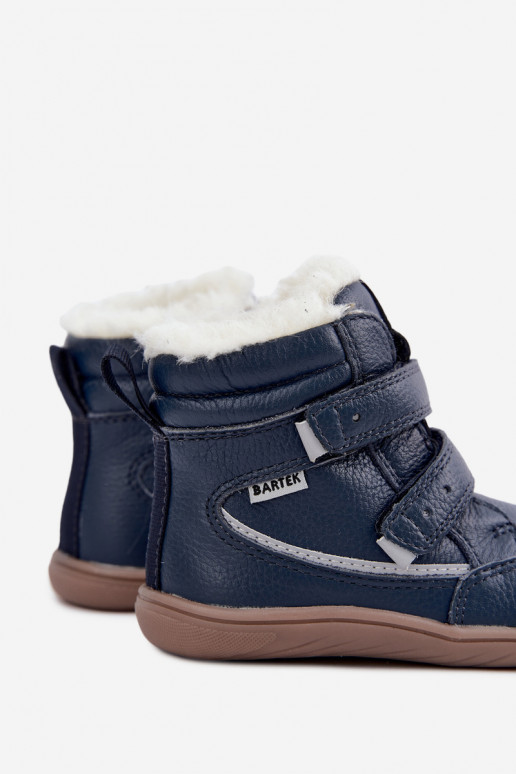 Leren kinder sneeuwlaarzen Barefoot Bartek 8401456 donkerblauw