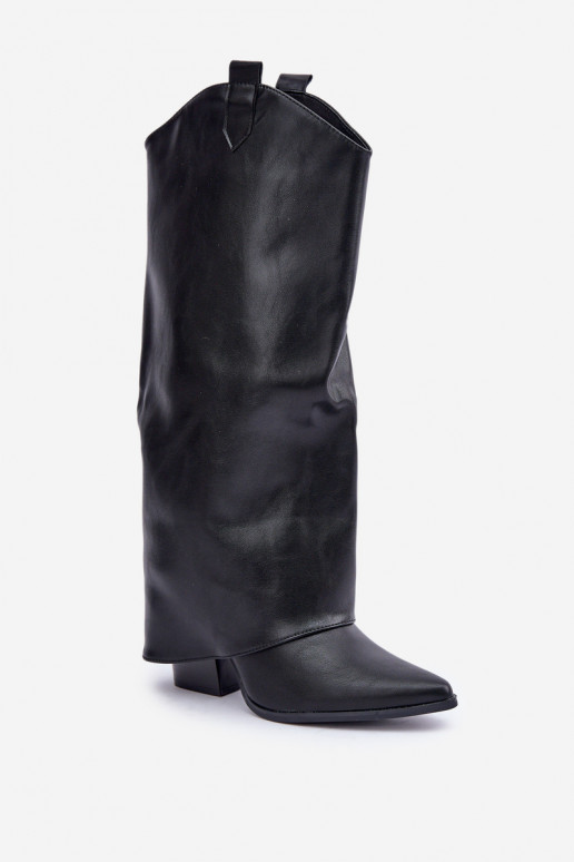 Instap over-the-knee laarzen met hakken in zwart Rialivia