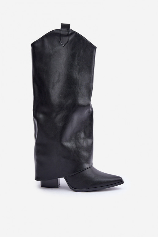 Instap over-the-knee laarzen met hakken in zwart Rialivia