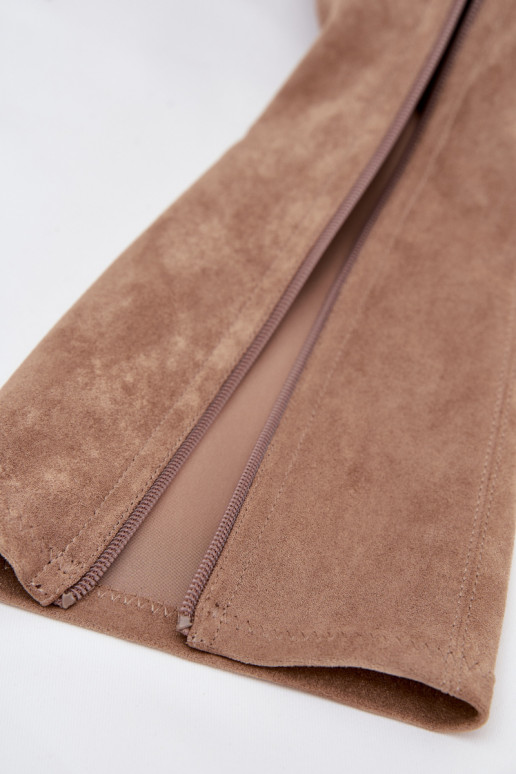 Dames lange laarzen met lage hak in zandkleurig faux suede Sergio Leone KZ212