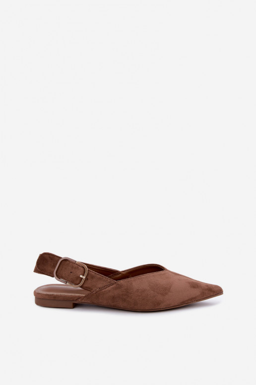 Dames ballerina's met gespen in bruine kleur Tanelia