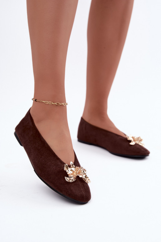 Ballet flats met versieringen in chocoladekleur Briellea