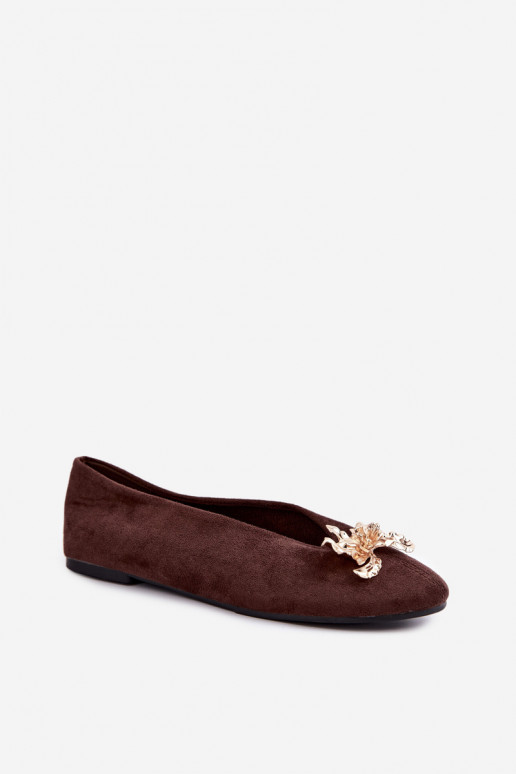 Ballet flats met versieringen in chocoladekleur Briellea