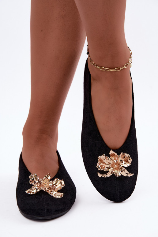 Ballet flats met versieringen in zwart Briellea