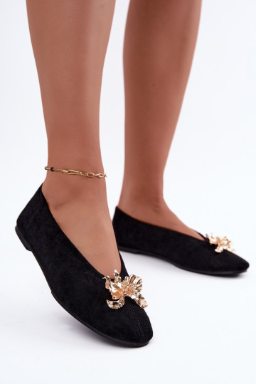 Ballet flats met versieringen in zwart Briellea 2