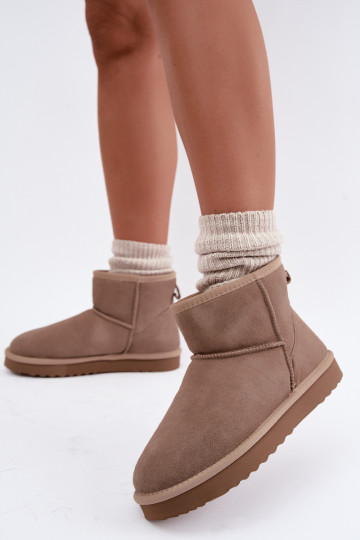 Warme sneeuwlaarzen van faux suede met bont aan de binnenkant in zandkleur Amandine 2