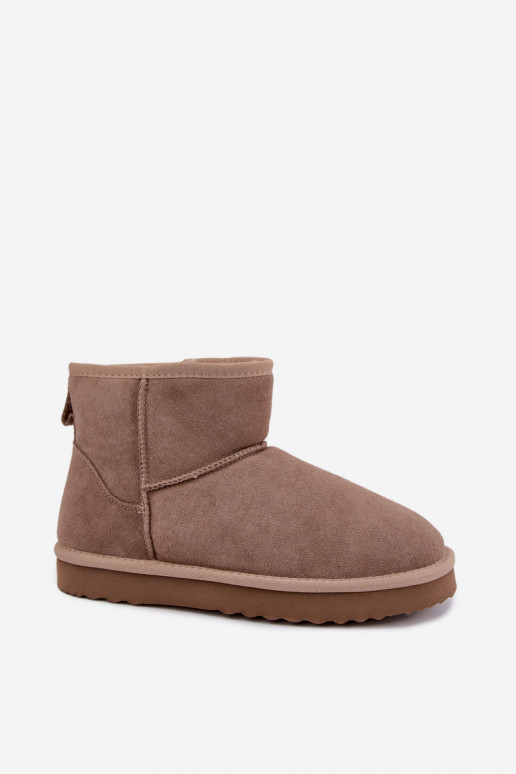 Warme sneeuwlaarzen van faux suede met bont aan de binnenkant in zandkleur Amandine