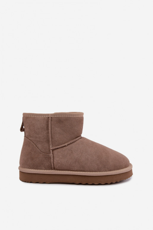 Warme sneeuwlaarzen van faux suede met bont aan de binnenkant in zandkleur Amandine