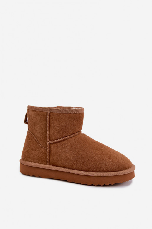 Warme sneeuwlaarzen van faux suede met bont aan de binnenkant in bruin Amandine