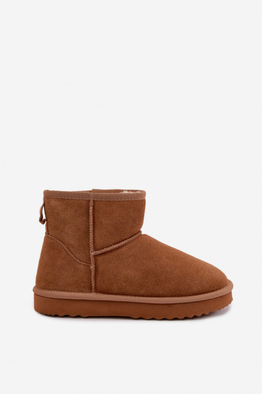 Warme sneeuwlaarzen van faux suede met bont aan de binnenkant in bruin Amandine