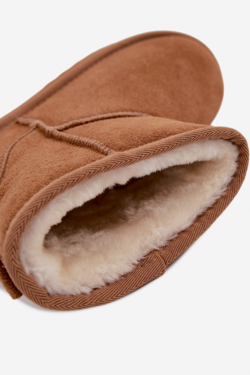 Warme sneeuwlaarzen van faux suede met bont aan de binnenkant in bruin Amandine
