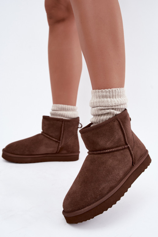 Warme sneeuwlaarzen van faux suede met bont aan de binnenkant in bordeaux Amandine