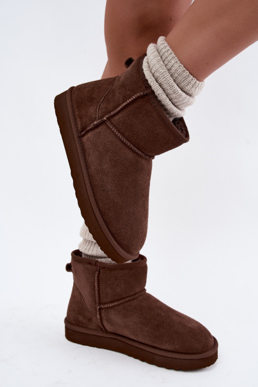 Warme sneeuwlaarzen van faux suede met bont aan de binnenkant in bordeaux Amandine