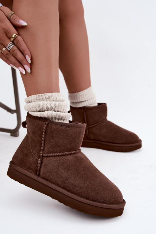Warme sneeuwlaarzen van faux suede met bont aan de binnenkant in bordeaux Amandine