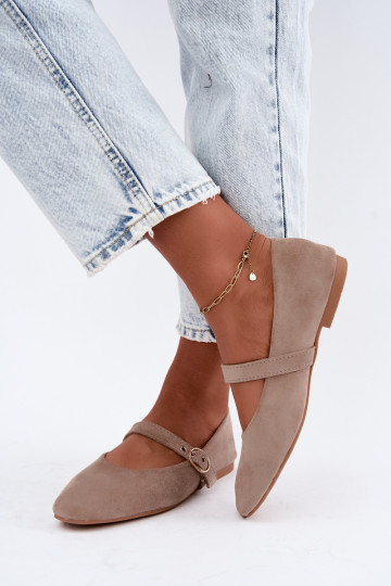 Mary Jane stijl ballerina's in zandkleur Nolenne 2
