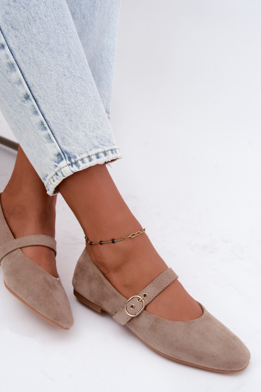 Mary Jane stijl ballerina's in zandkleur Nolenne