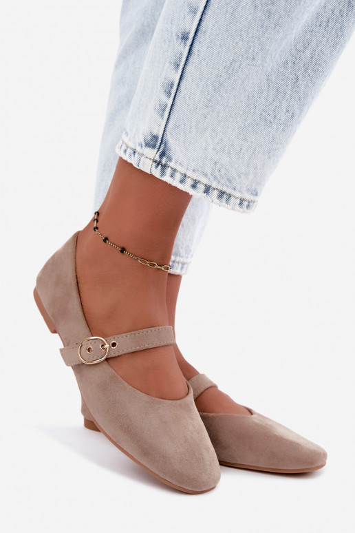 Mary Jane stijl ballerina's in zandkleur Nolenne