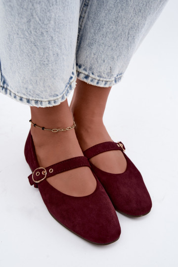 Mary Jane stijl ballerina's in bordeauxkleur Nolenne