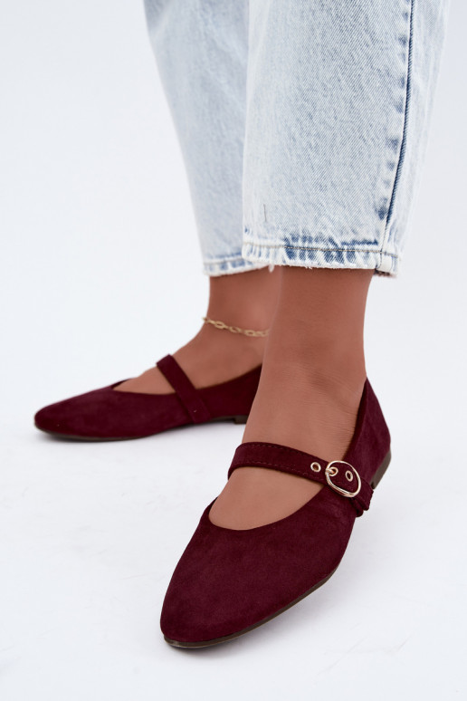 Mary Jane stijl ballerina's in bordeauxkleur Nolenne