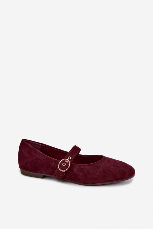 Mary Jane stijl ballerina's in bordeauxkleur Nolenne