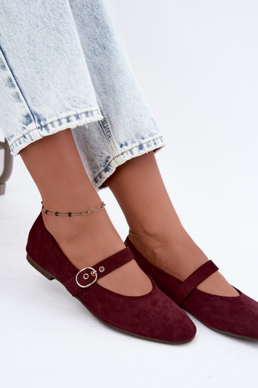 Mary Jane stijl ballerina's in bordeauxkleur Nolenne