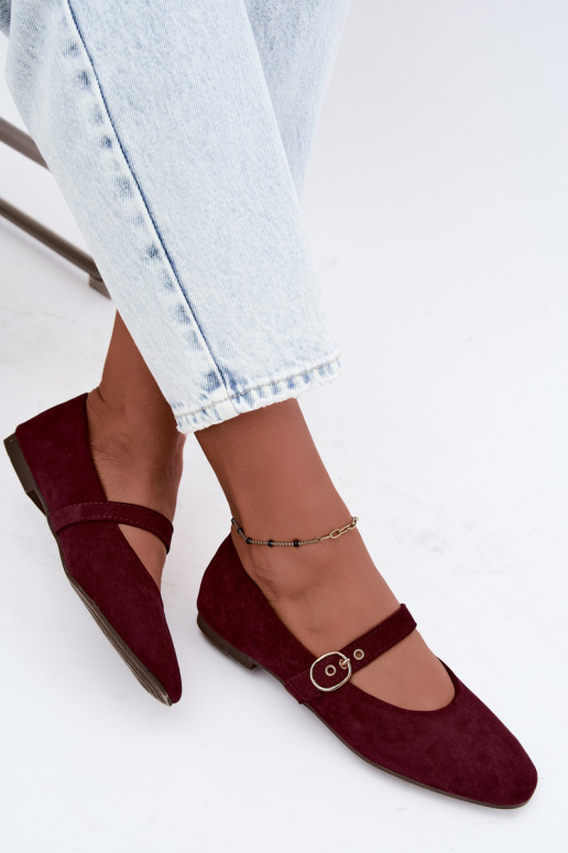 Mary Jane stijl ballerina's in bordeauxkleur Nolenne