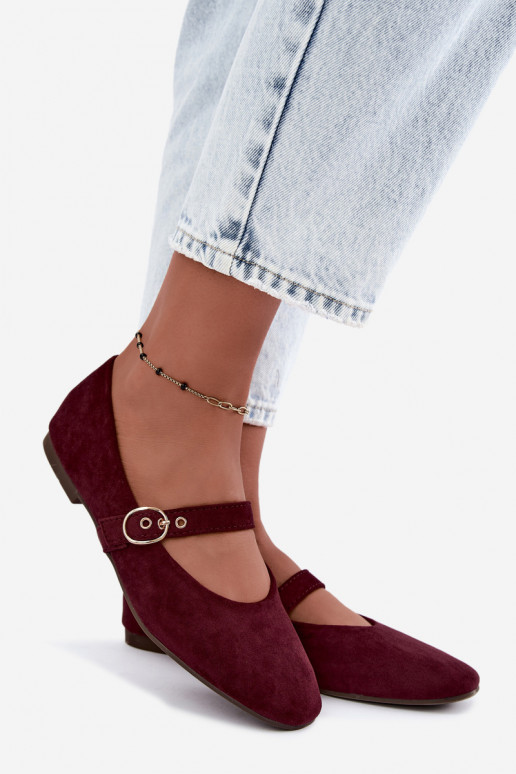 Mary Jane stijl ballerina's in bordeauxkleur Nolenne