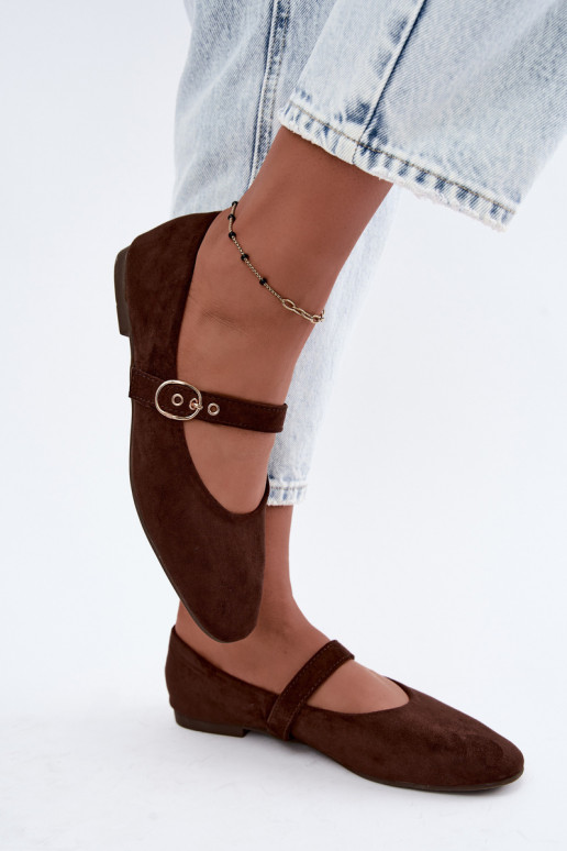 Mary Jane stijl ballerina's in chocoladekleur Nolenne