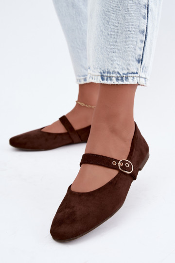 Mary Jane stijl ballerina's in chocoladekleur Nolenne 2