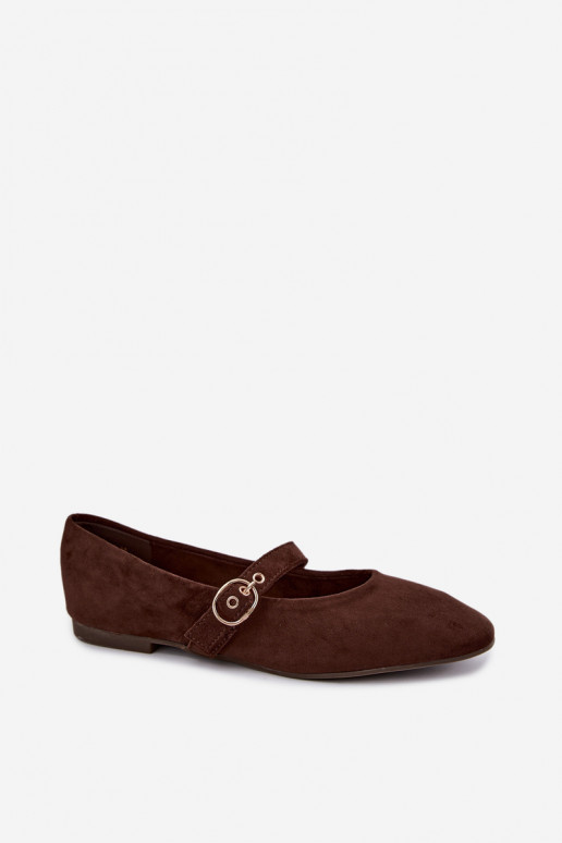 Mary Jane stijl ballerina's in chocoladekleur Nolenne