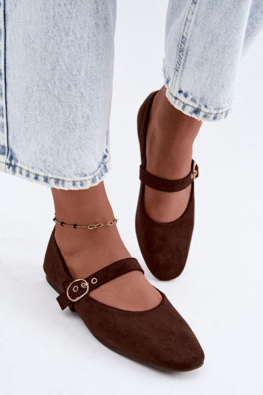 Mary Jane stijl ballerina's in chocoladekleur Nolenne
