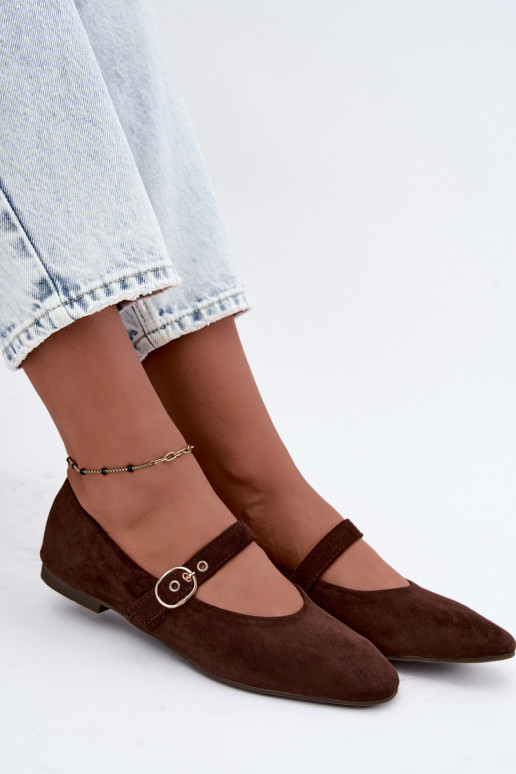 Mary Jane stijl ballerina's in chocoladekleur Nolenne