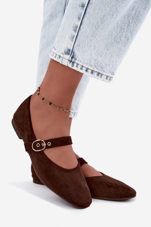 Mary Jane stijl ballerina's in chocoladekleur Nolenne