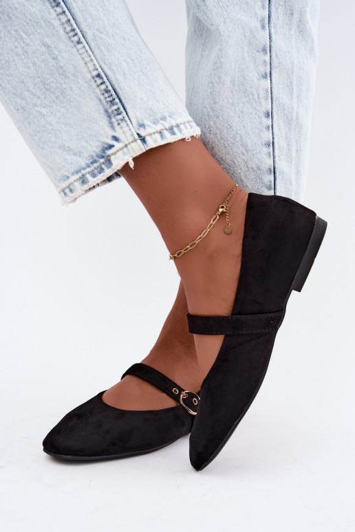Mary Jane stijl ballerina's in zwarte kleur Nolenne