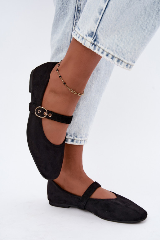 Mary Jane stijl ballerina's in zwarte kleur Nolenne