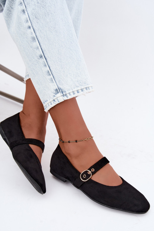 Mary Jane stijl ballerina's in zwarte kleur Nolenne