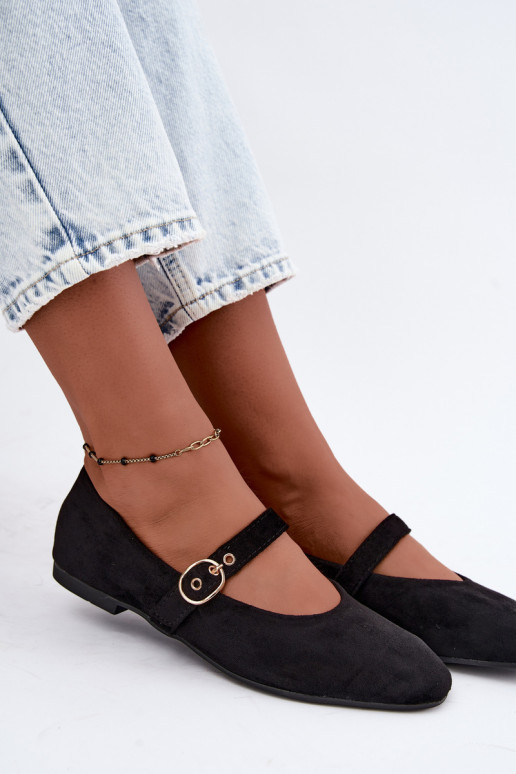 Mary Jane stijl ballerina's in zwarte kleur Nolenne