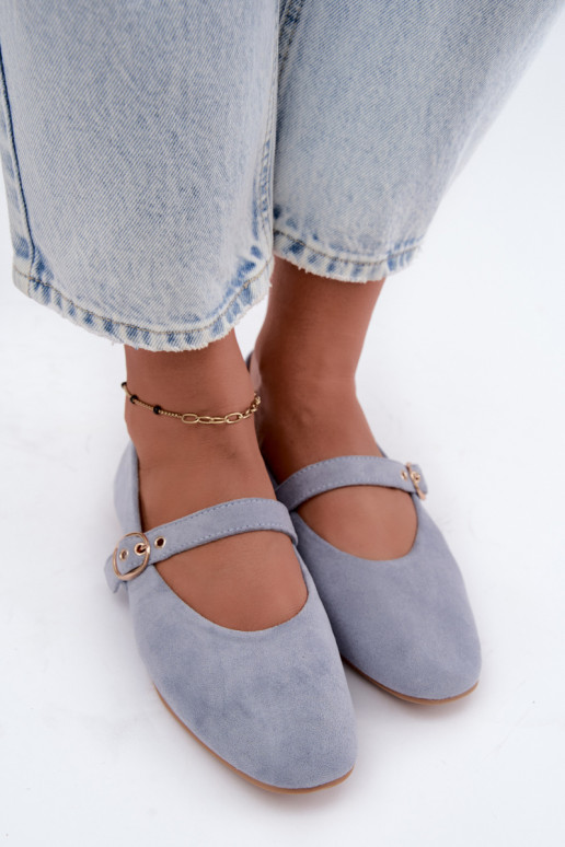 Mary Jane stijl ballerina's in blauwe kleur Nolenne
