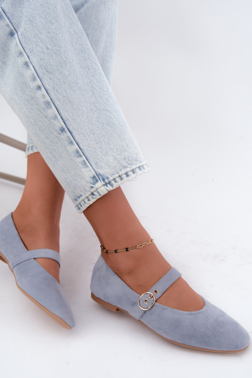 Mary Jane stijl ballerina's in blauwe kleur Nolenne