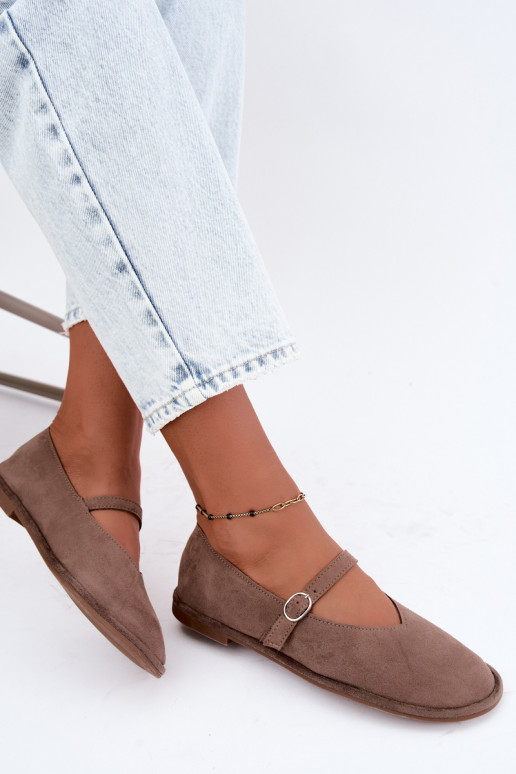 Barefoot type ballerina's met bandjes in kleikleur Rhoselle