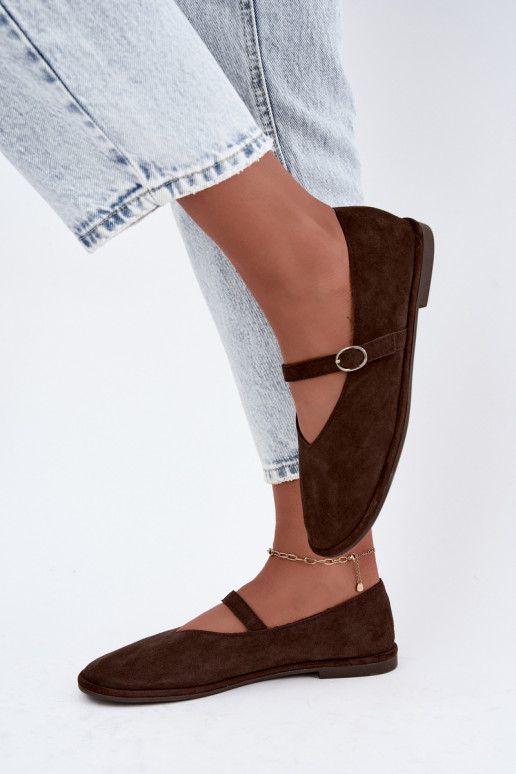 Barefoot type ballerina's met bandjes in chocoladekleur Rhoselle
