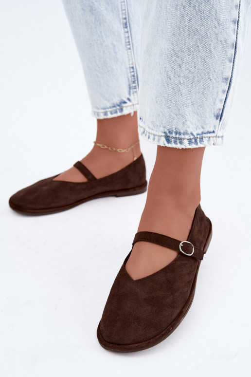 Barefoot type ballerina's met bandjes in chocoladekleur Rhoselle