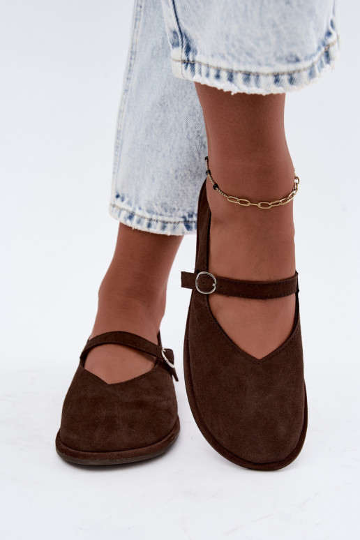 Barefoot type ballerina's met bandjes in chocoladekleur Rhoselle