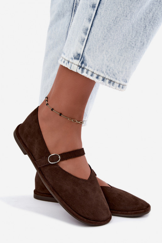 Barefoot type ballerina's met bandjes in chocoladekleur Rhoselle