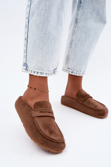 Dames mocassins met open hak, gevoerd van binnen, in de kleur bruin Sabrielle 2